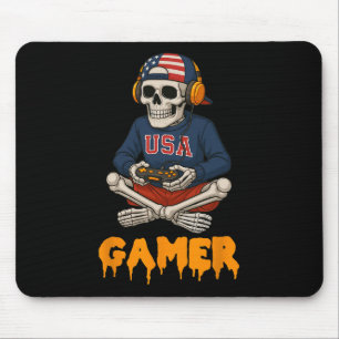 Tapis De Souris Patriotique Halloween Squelette Gamer Funny Squele