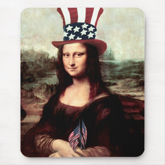 Tapis De Souris Patriotique Mona Lisa - Fête de l'Indépendance (Devant)