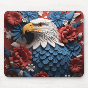 TAPIS DE SOURIS PATRIOTIQUE ROUGE BLANC BLEU AMÉRICAIN BALD EAGLE