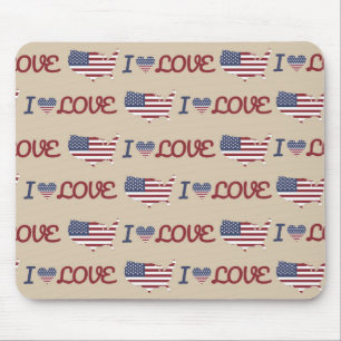 TAPIS DE SOURIS PATRIOTIQUE ROUGE BLANC BLEU TÊTE STRIPES