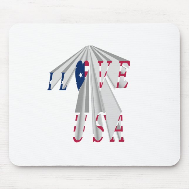 Tapis De Souris Patriotisme effarant : I Love USA Perspective Art (Devant)