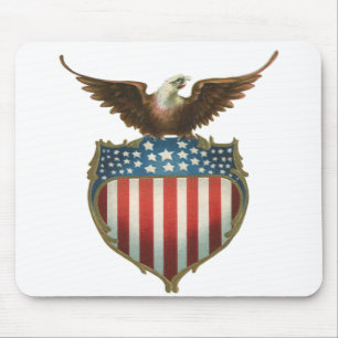 Tapis De Souris Patriotisme Vintage, Aigle fier sur Drapeau Améric
