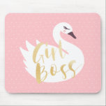 Tapis De Souris Patron de fille | Chic Girl White Swan & Polka Dot<br><div class="desc">Personnalisez votre espace de bureau avec nos impressions uniques de pavé souris. Belle grande illustration stylisée de cygne blanc avec les mots "Girl Boss" conçu dans une police de script de brosse est de l'or faux qui est incorporé sur l'illustration de cygne. Un pois rose vif arrière - plan contraste...</div>