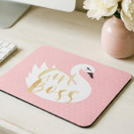 Tapis De Souris Patron de fille | Chic Girl White Swan & Polka Dot<br><div class="desc">Personnalisez votre espace de bureau avec nos impressions uniques sur le pavé de souris. Belle grande illustration stylisée de cygne blanc avec les mots "Girl Boss" conçu dans une police de script de brosse est de l'or faux qui est incorporé sur l'illustration de cygne. Un pois rose vif arrière -...</div>