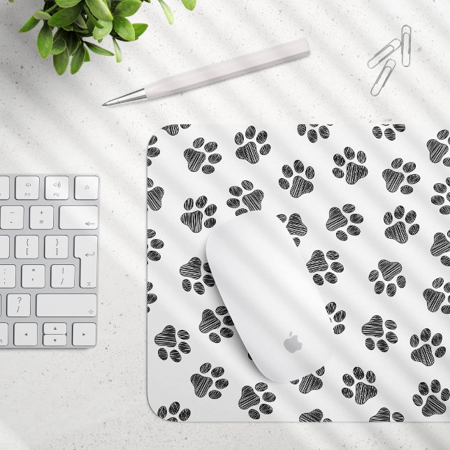 Tapis De Souris Patrouilles de Doodle, Paws de Chien, Paws Noirs (Créateur téléchargé)