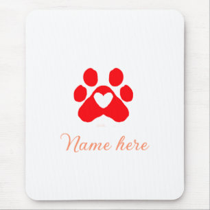 Tapis De Souris Patte de chien cœur rouge animal familier ajouter 