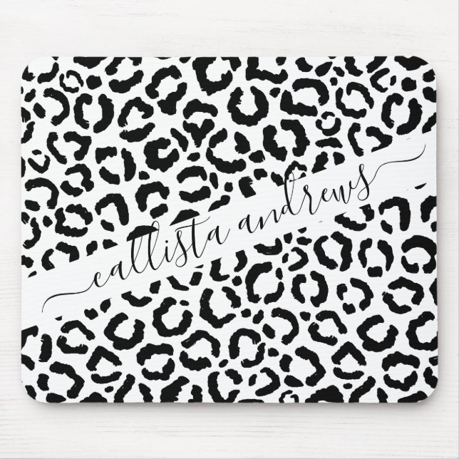 Tapis De Souris Patteries du Black White Leopard animal (Devant)