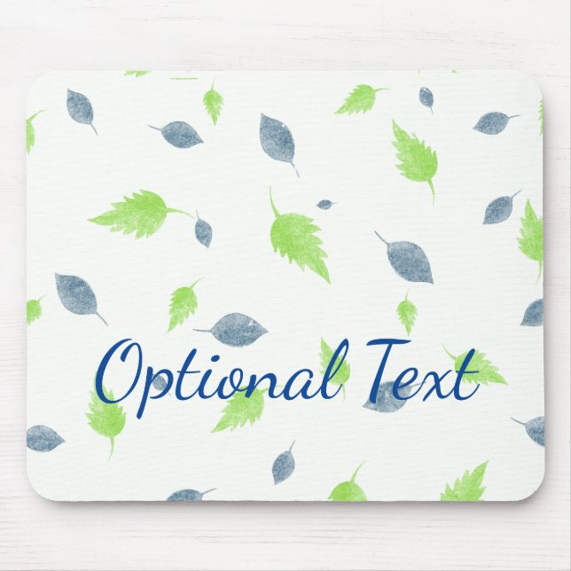 Tapis De Souris Pattern Blue & Green Leaves (Devant)