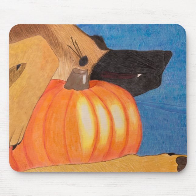 Tapis de souris pattes de chien et citrouille (Devant)