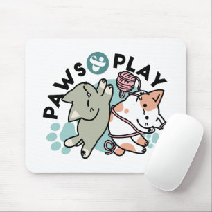 Tapis De Souris Pattes et Jeux – Illustration de Chat Adorable