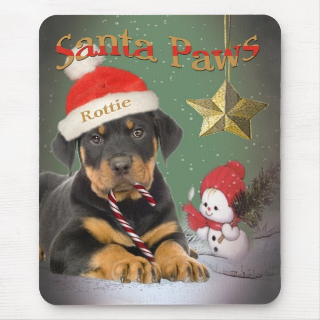 Tapis De Souris Pattes Mousepad de Père Noël de chiot de (Devant)