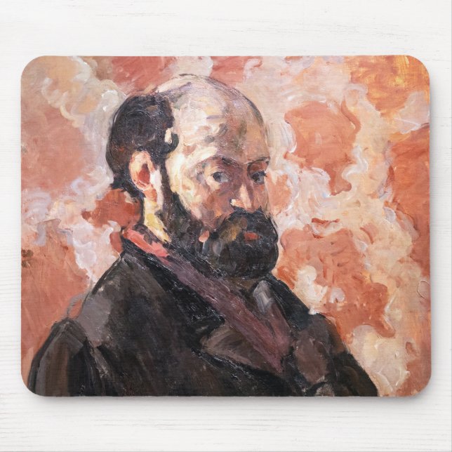 Tapis De Souris Paul Cezanne - Autoportrait avec arrière - plan ro (Devant)