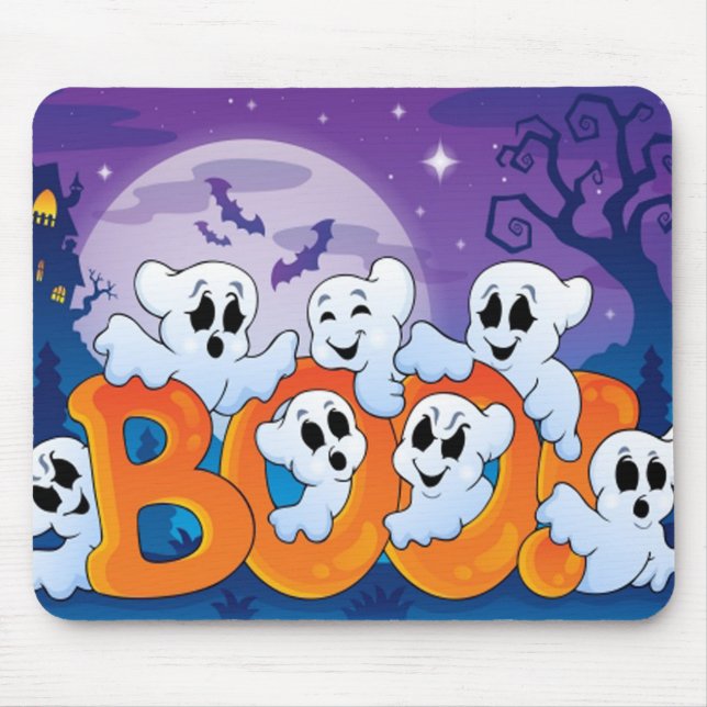 Tapis De Souris Pavé de la souris Halloween/scène hantée (Devant)