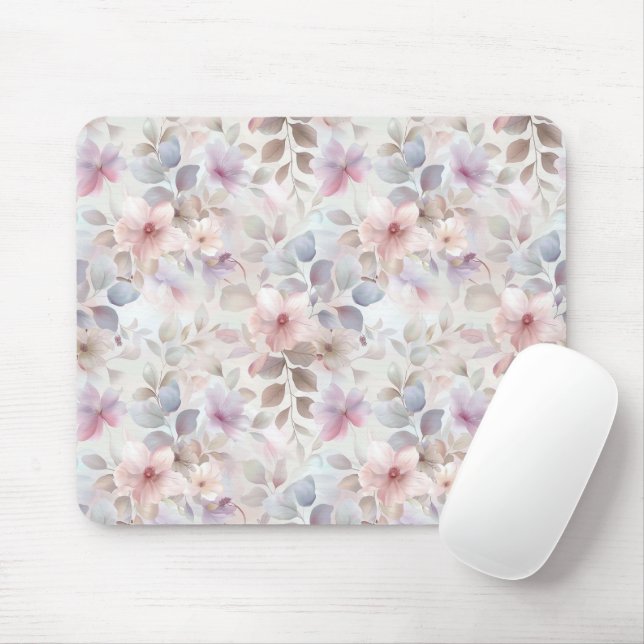 Tapis De Souris pavé de souris à fleurs pastel pour ordinateurs (Avec souris)