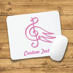 Tapis De Souris Pavé de souris de musique d'oiseau rose