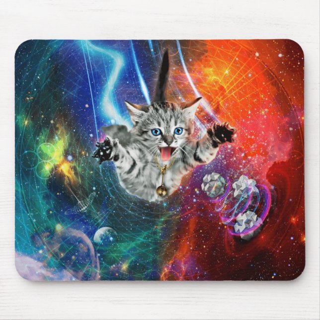 Tapis De Souris pavé de souris pour chat espace psychédélique (Devant)