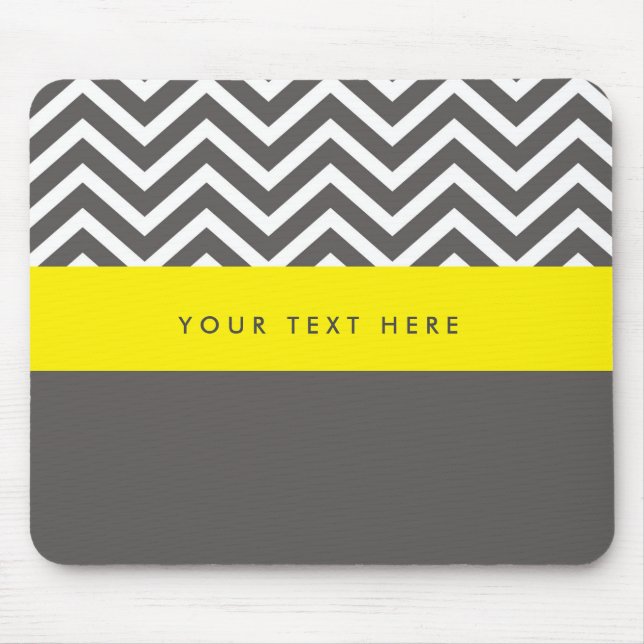 Tapis De Souris Pavé moderne Chevron Grey & Yellow Trendy (Devant)