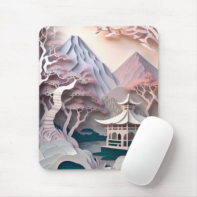 Tapis De Souris Pavillon de découpe de papier Paysage Mousepad (Avec souris)