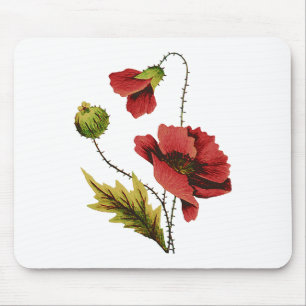 Tapis De Souris Pavot de rouge de broderie de laine à tapisserie