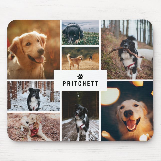 Tapis De Souris Paw Dog Photo Collage & Monogramme (Devant)
