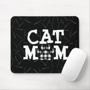 Tapis De Souris Pawprint maman chat avec poils de chat
