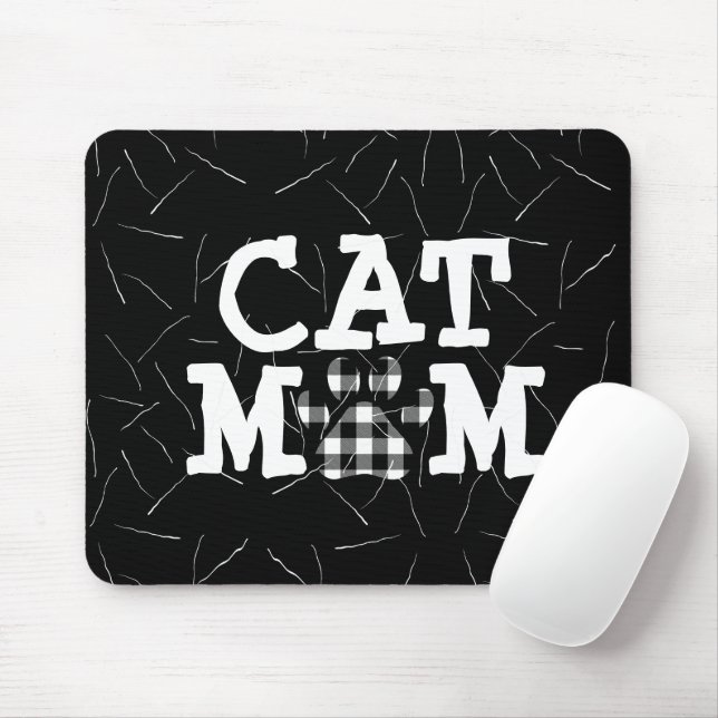 Tapis De Souris Pawprint maman chat avec poils de chat (Avec souris)