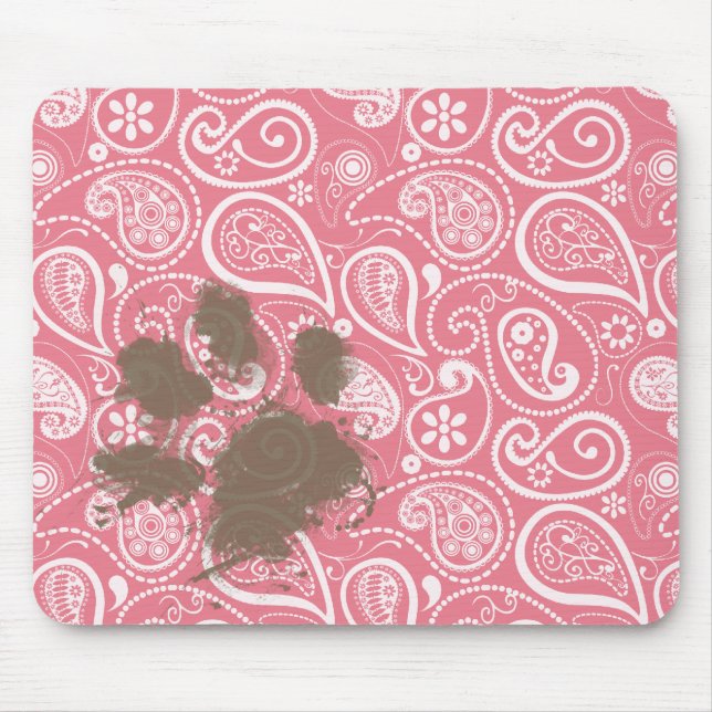 Tapis De Souris Pawprint mignon sur rose pâle (Devant)