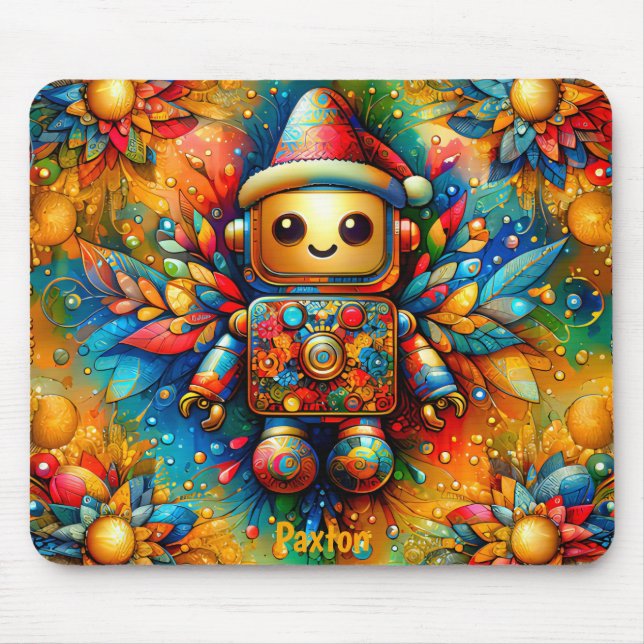 Tapis De Souris PAXTON ~ Zany ROBOT Noël (Devant)