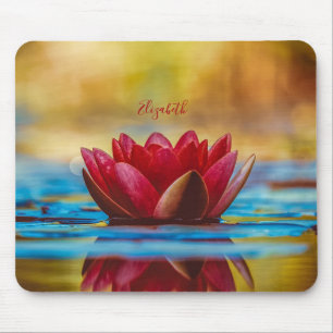 Tapis De Souris Paysage à la Fleur de Lotus Rouge, Zen