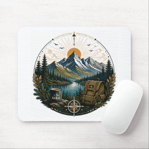 Tapis De Souris Paysage artistique d'aventure sauvage alpine vinta