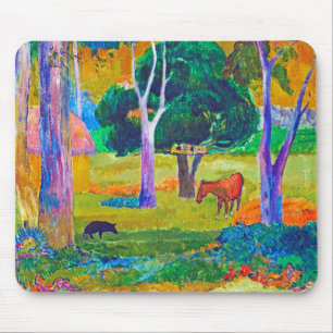 Tapis De Souris Paysage avec cochon et cheval, Gauguin