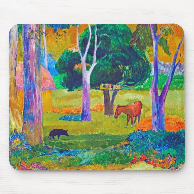 Tapis De Souris Paysage avec cochon et cheval, Gauguin (Devant)