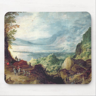 Tapis De Souris Paysage avec la mer et les montagnes (huile sur la