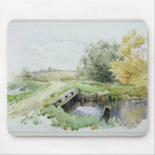 Tapis De Souris Paysage avec le pont au-dessus d'un courant