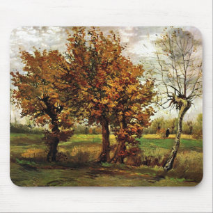 Tapis De Souris Paysage d'automne Quatre arbres Van Gogh Art