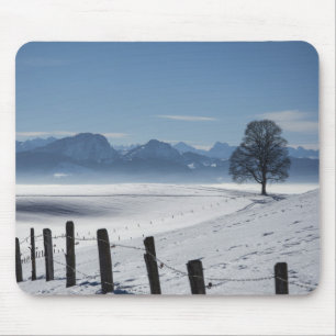 Tapis De Souris Paysage de campagne hivernale neige Photo