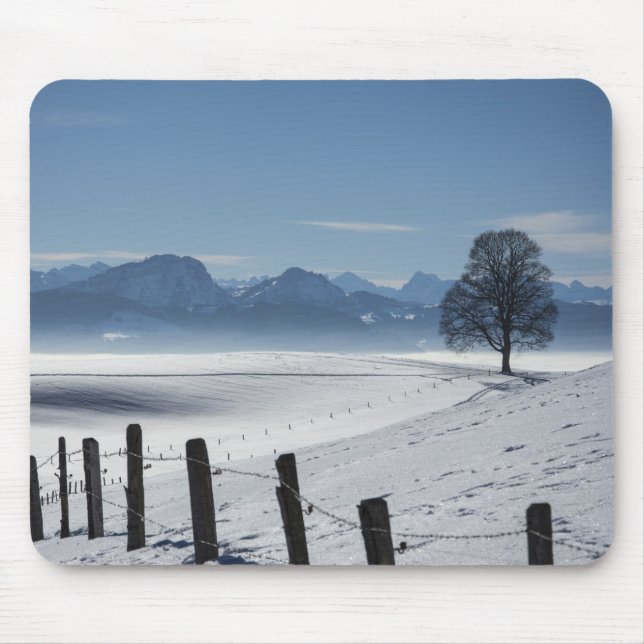 Tapis De Souris Paysage de campagne hivernale neige Photo (Devant)