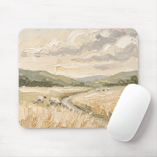 Tapis de souris Paysage de Ferme Rustique Vintage (Avec souris)