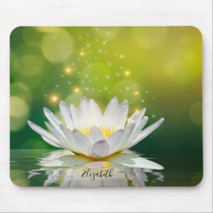 Tapis De Souris Paysage de fleurs de lotus blanc, zen