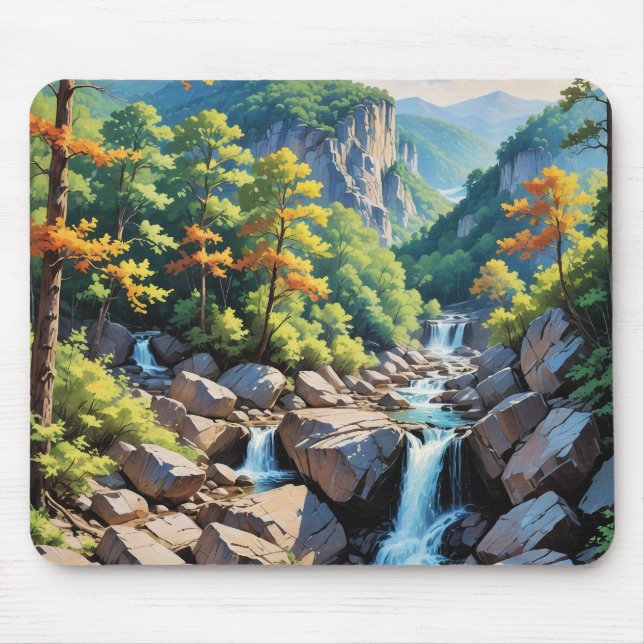 Tapis De Souris Paysage de la cascade de Serene Mountain (Devant)