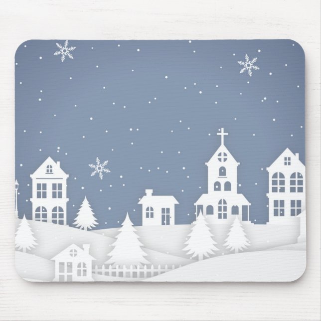 Tapis De Souris Paysage de l'église de Noël (Devant)