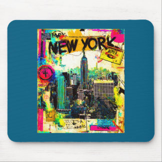 Tapis De Souris Paysage de New York punk grunge vintage rétro graf