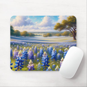 Tapis De Souris Paysage de prairie aux bleuets du Texas