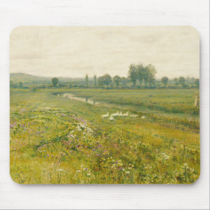 Tapis De Souris Paysage de prairie étendu avec oies