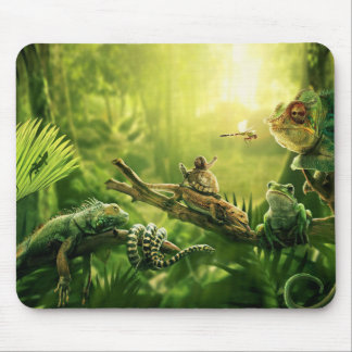 Tapis De Souris Paysage de reptiles de jungle de grenouilles de