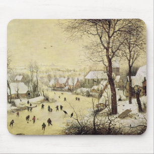 Tapis De Souris Paysage d'hiver avec des patineurs