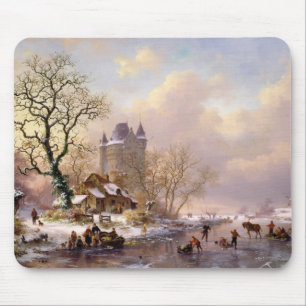 Tapis De Souris Paysage d'hiver avec un château