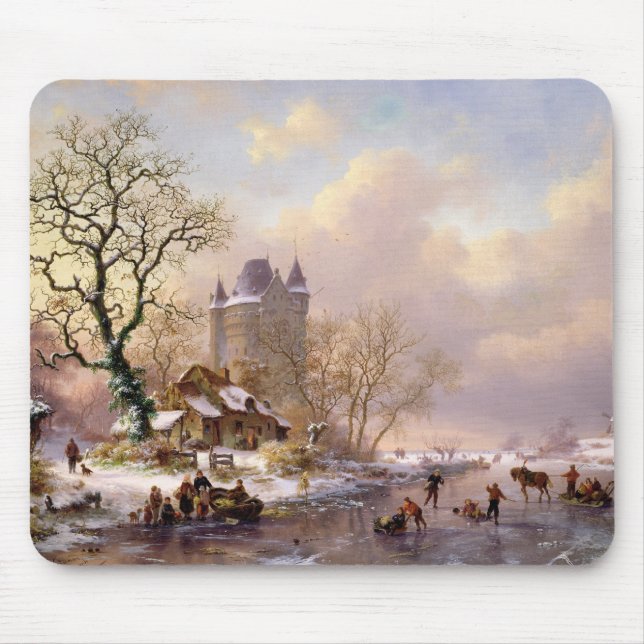 Tapis De Souris Paysage d'hiver avec un château (Devant)