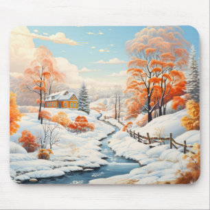 Tapis De Souris Paysage d'hiver Concept Paysage coloré Abstrait