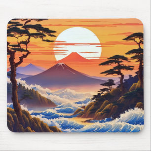Tapis De Souris Paysage du coucher du soleil japonais
